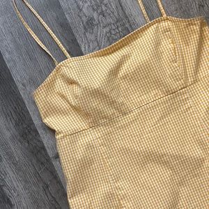 Yellow Plaid Thin Strap Dress
